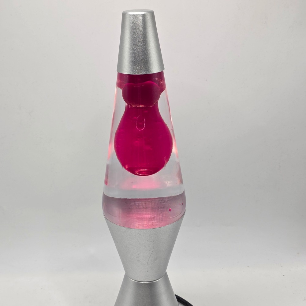 Lava Lite Motion Lamp Ruby Red Wax Silver Base Retro Mid Century Modern Decor - Picture 10 of 14